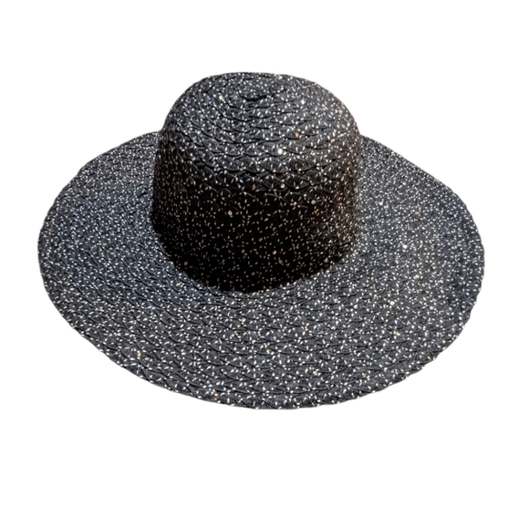 August Hat Company Black Sequin Floppy Summer Hat Classic Preppy Poolside - Picture 1 of 4